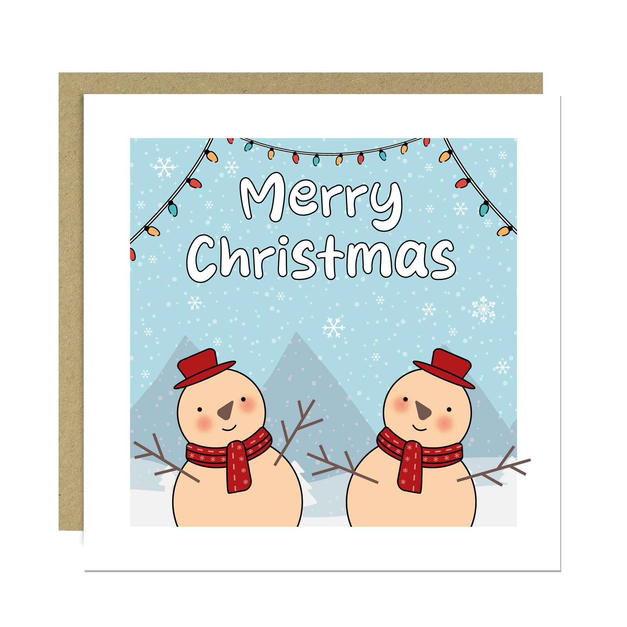 RED OCEAN Merry Christmas Card For Kids Children Cute Snowmen Festive Xmas Greetings Cards For Son Daughter Grandson Granddaughter 145x145mm With Kraft Envelope