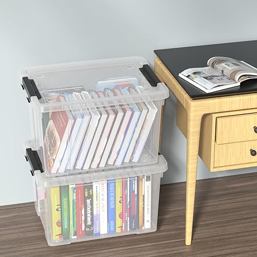 Miniatura 5 de Neadas Contenedor de plástico de 40 cuartos de galón con ruedas, contenedor de almacenamiento transparente, paquete de 4