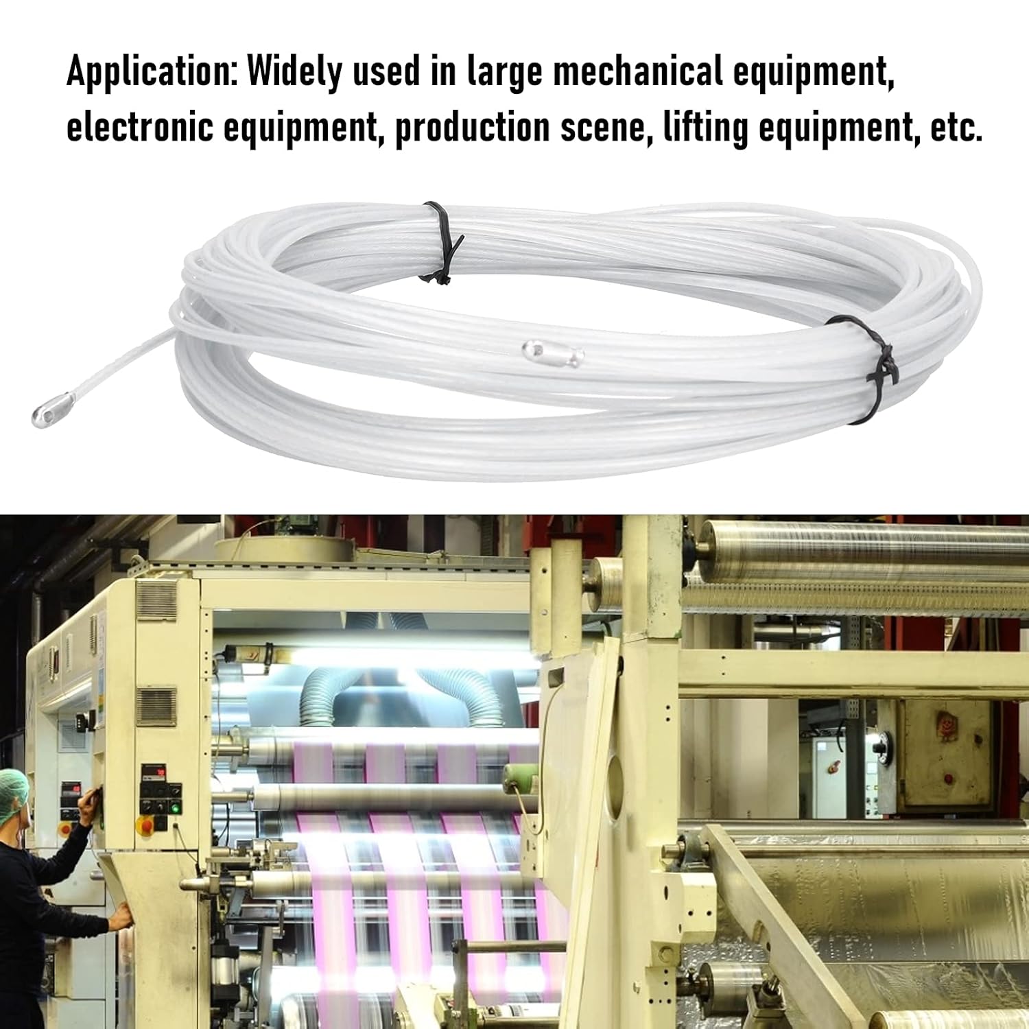 70# Steel Wire Rope, Steel Cable for Mechanical and Electronic Equipment Traction, 30m / 98.4ft High Tensile Strength Wire Rope with Smooth Surface for Lifting and Pulling Applicat