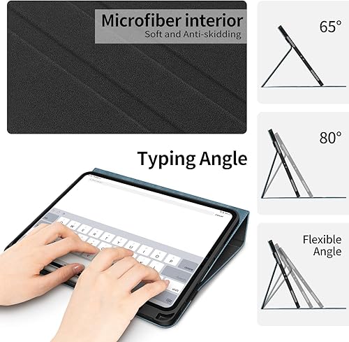 Miniatura 23 de H HOLIMET Funda para iPad Pro 12.9 2022 6ª/5ª/4ª/3ª generación con soporte para lápices, bolsillo, soporte tipo folio, tapa trasera de TPU suave, a