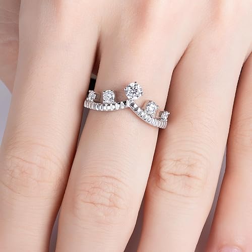 Vista 4 de Anillos de eternidad de moissanita, anillos de boda, color D, claridad VVS1, redondo, corte brillante, plata de ley 925, 56 piedras, anillos