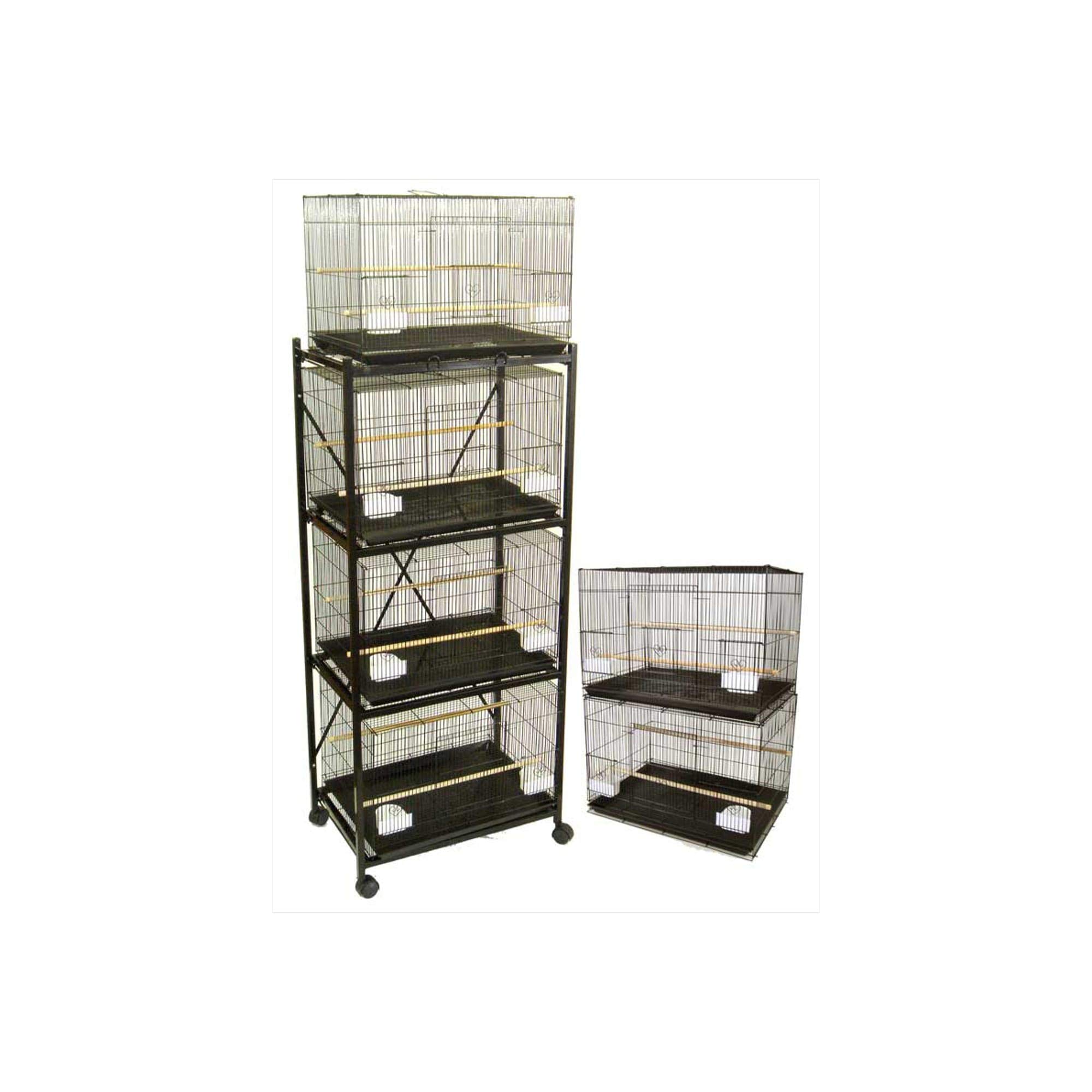 YML Black Breeding Cages with Stand, Small, Pack of 6
