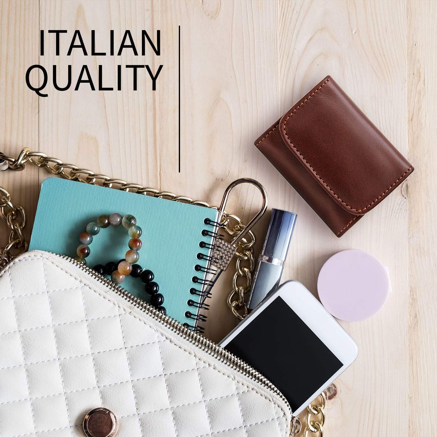 Maruse Slim Handmade Italian Leather Coin Purse for Women and Men - Brown Small Coin Pouch with Magnetic Closure, Perfect Change Purse and Stylish Leather Pouch.