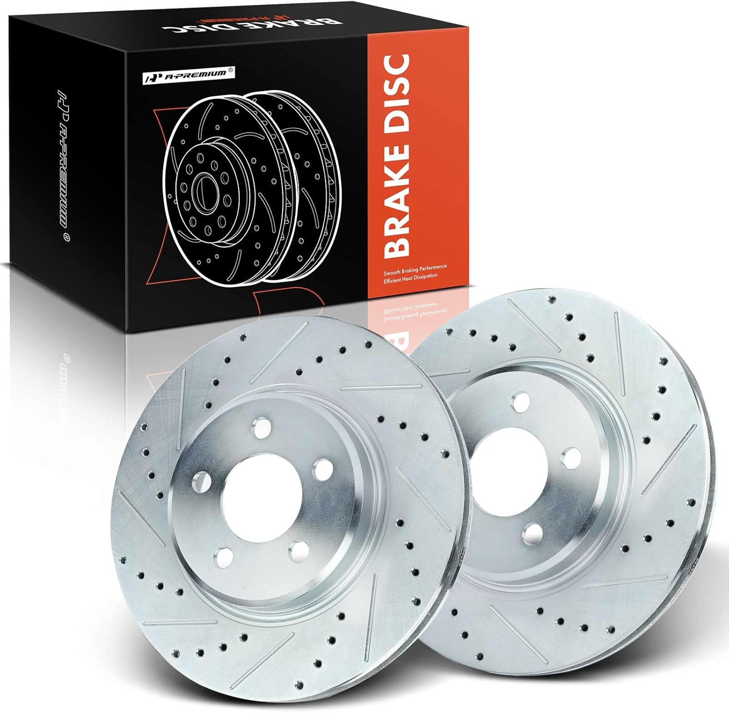 A-Premium 12.60 inch (320mm) Front Drilled and Slotted Disc Brake Rotors Compatible with Dodge & Chrysler Models - Charger 2006-2018/2020-2023, Challenger 2009-2018/2020-2022, Magnum 05-08, 300 05-23