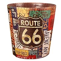 Vista 5 de Cubo de basura de piel sintética de 10 litros/2.64 galones, decorativo, impermeable, papelera para el hogar, oficina, baño, jardinería, 2