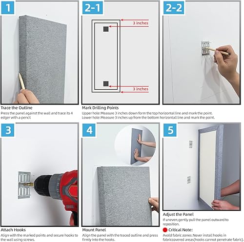 Miniatura 8 de Art3dwallpanels 4 paneles acústicos, paneles de pared insonorizados de tela de 24 x 12 pulgadas, paneles de pared insonorizados de fácil montaje,