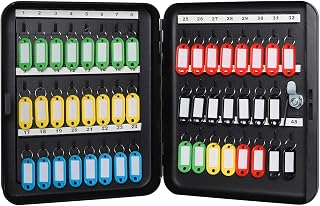 Key Cabinet Wall Mount,Locking Key Organizer,Key Storage Lock Box with Key Lock, Key Cabinet Lock Box with 48 Hooks, Large Key Box for Outside, 11 4/5" x 9 1/5" x 3"