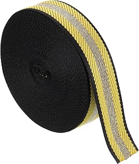 QUARKZMAN Correa de Nylon de 10 Yardas, Correa de Nylon de 1 3/8 Pulgadas (38 mm) con Rayas, Correa de Nylon Resistente para Mochilas, Artesanías, Amarillo