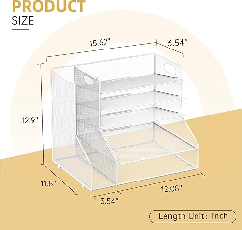 Miniatura 3 de SUPEASY Organizador de escritorio con soporte para archivos, bandeja de papel de malla de 5 niveles con soporte para revistas, organizador de