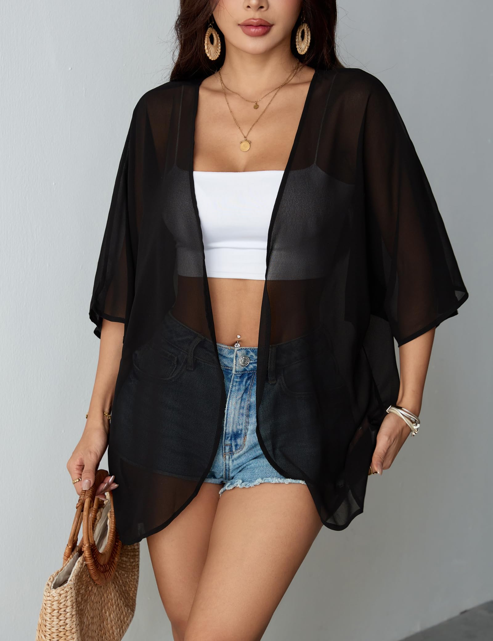 Chunoy Luźna turecka sukienka dla kobiet, luźna, lekka, oversize, kaftan, sukienka plażowa, sukienka maxi, S/czarny, S