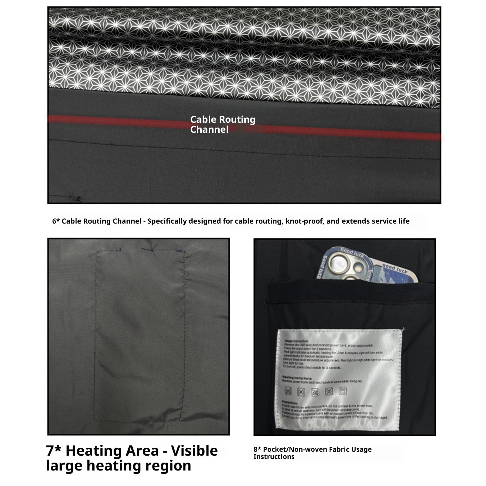 Greabuy Chaqueta de forro polar con calefacción recargable con paquete de batería, chaquetas térmicas de 8 zonas con cuello térmico para mujeres y hombres, abrigo térmico eléctrico suave