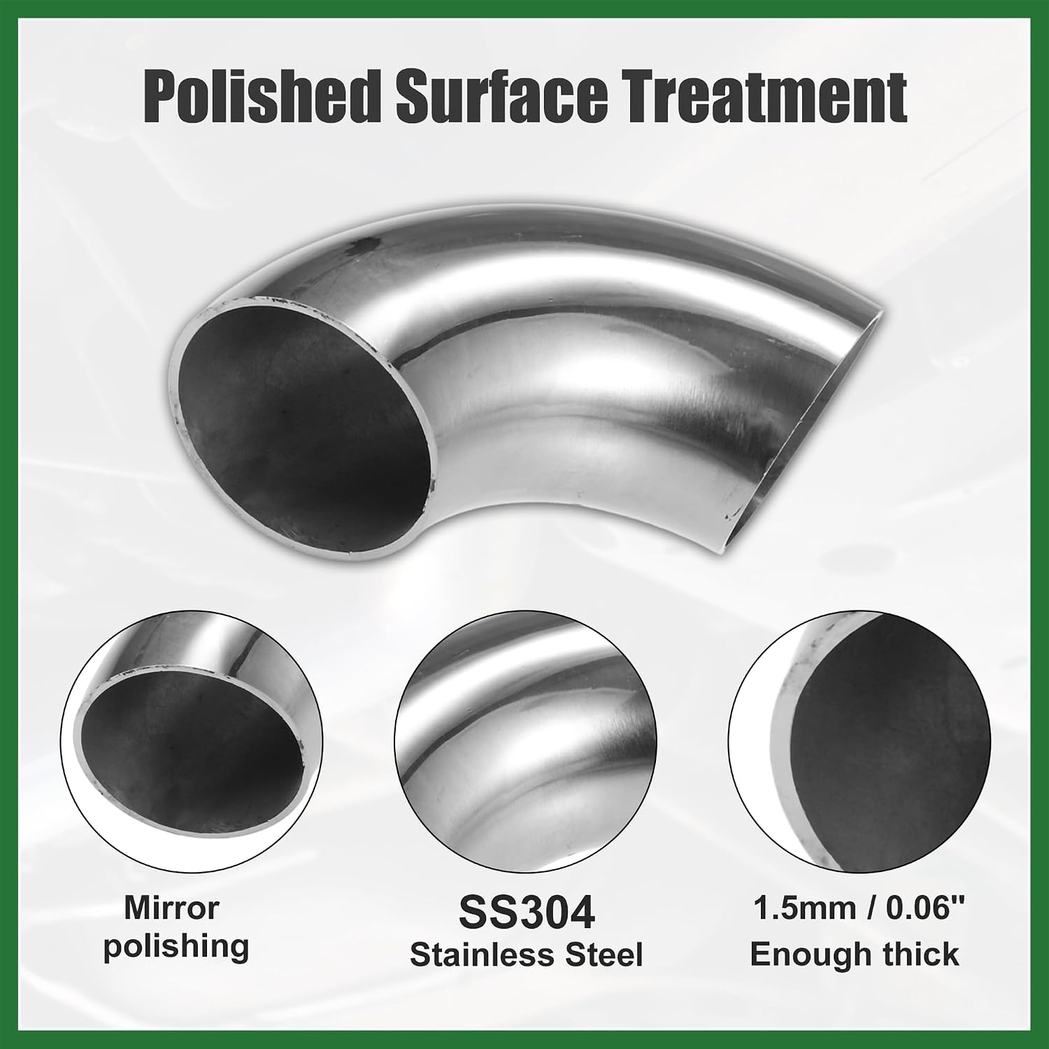 Motoforti 4 Pcs OD 2.25 Inch 90 Degree 1.5mm Thickness Mandrel Bend Elbow SS304 Stainless Steel Bend Tube Exhaust Elbow Pipe for Car Exhaust System Long-lasting