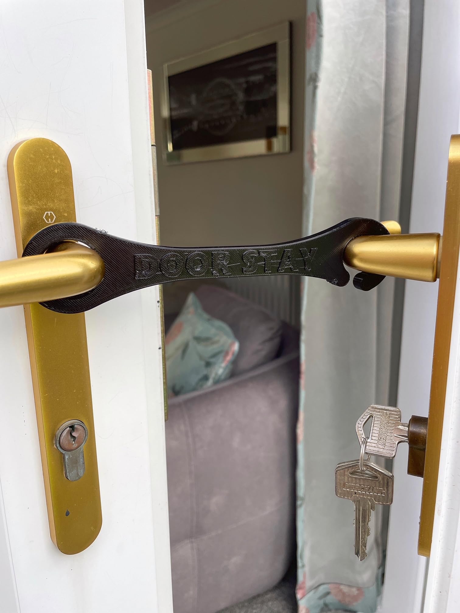 Door Stay®, Hold Open Patio Door Holder, French Door Stay Restraint, for Cats & Dogs, Ventilation Aid - Image 2