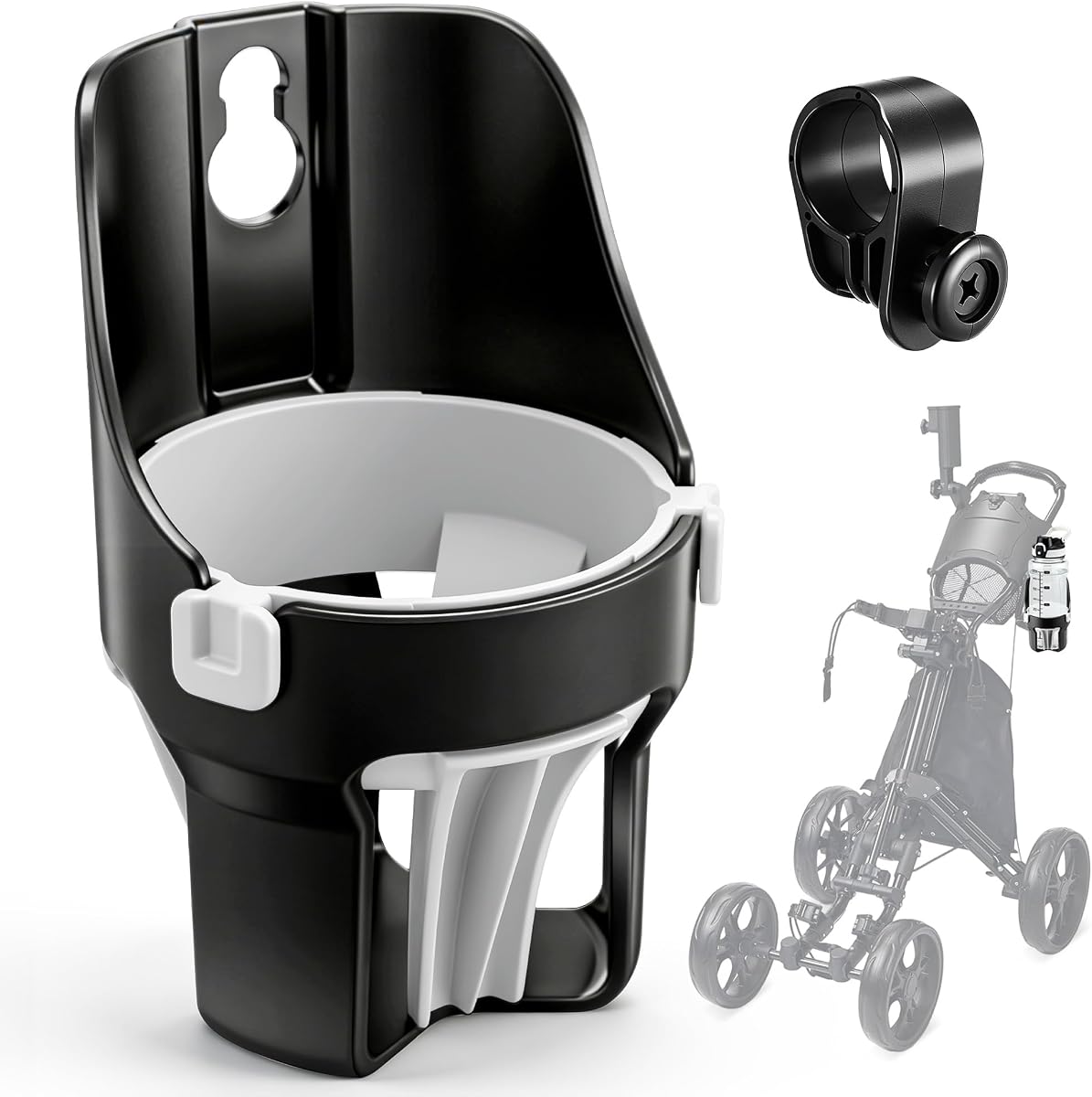 Hohean Portavasos para carrito de golf, capacidad súper grande (negro, 1 paquete) | Se adapta a una botella de hasta 40 oz, accesorios universales para carritos de golf de alta resistencia