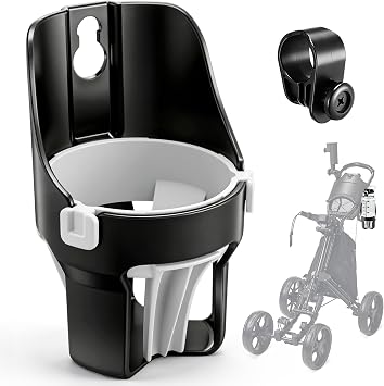 Hohean Golf Push Cart Cup Holder, Super Large Capacity, Fits Up to a 40oz Bottle, Universal Heavy Duty Golf Push Cart Accessories Black,1 Pack