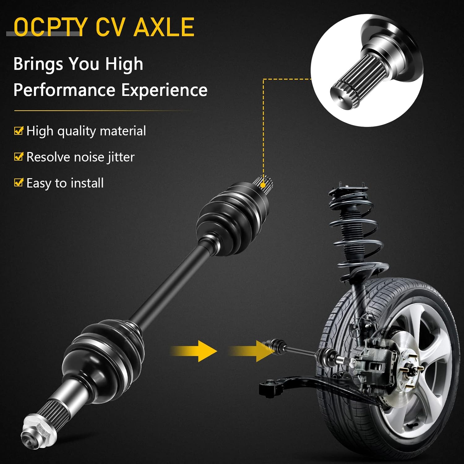 OCPTY CV Axle Drive Shaft Assembly fit 2009-2013 for Yamaha Grizzly 550 700 Rear Left Right 28P-2510F-04-00 28P-2530V-01-00 28P-2518E-10-00 3B4-2530V-00-00