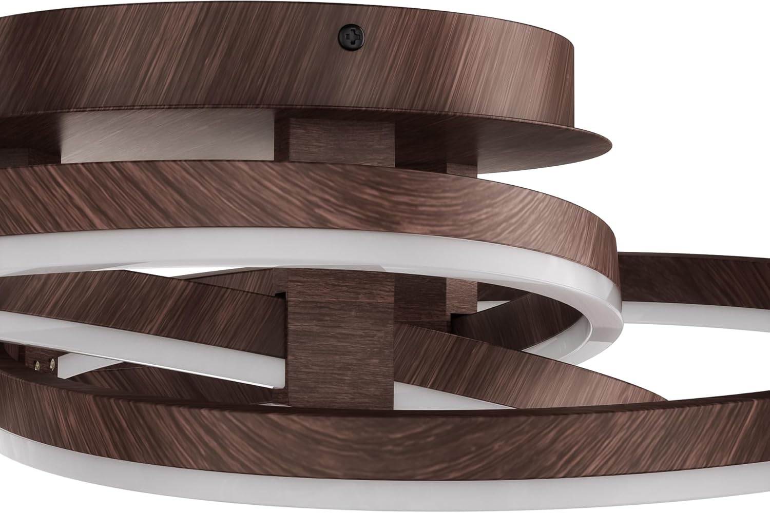 Maxax 23.5" Led Ceiling Light Fixture, Modern 3 Rings Flush Mount Chandelier, Close to Ceiling Lamp for Bedroom Living Room Dining Room Kitchen, ETL Listed, Walnut Color