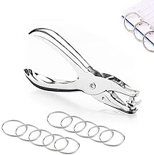 6mm Single Hole Punch, Metal Punch Pliers, Hand Punch, with 10 Pieces 30 mm Binding Rings, for DIY Projects, Scrapbooking, Card Making