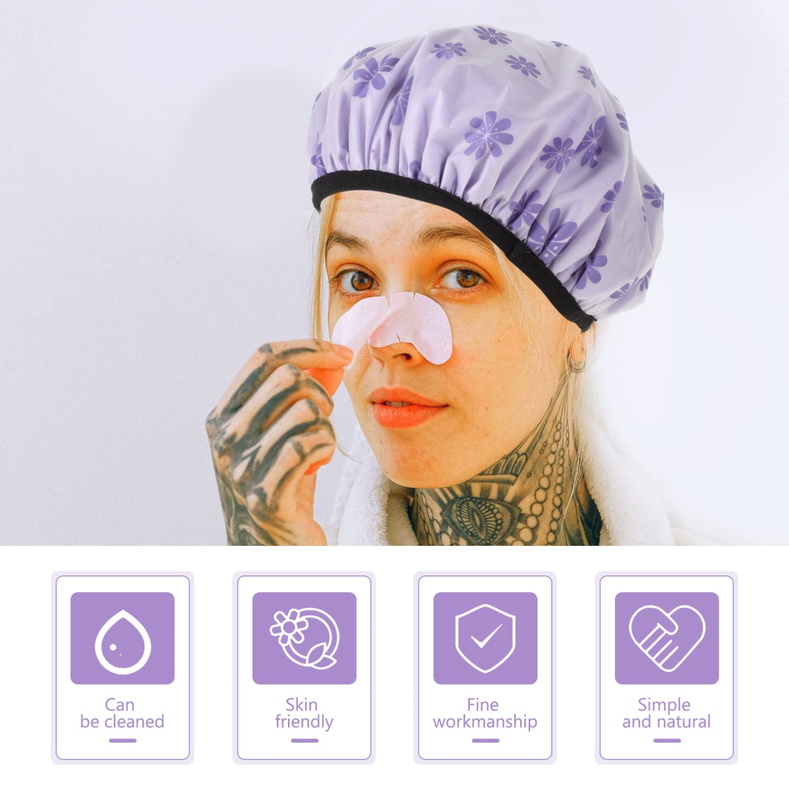 FOMIYES 4 Stück-pack Dekorative Duschhauben für Damen Peva mit Mikrofaser Innenschicht Elastisch und Komfortabel für Spa und Bad Zufälliger Stil