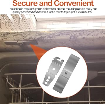 2 Pack Granite Dishwasher Mounting Bracket Kit Replacement with Screws | Granite Grabbers Dishwasher Mounting Brackets, Dishwasher Mounting Bracket for Granite Countertop Dishwasher Installation Kit