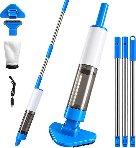 Handheld Hot Tub&Spa Vacuum, Rechargeable Small Pool Vacuum - OVIA OCEAN10 | For Hot Tubs/Spas/Paddling Pools/Inflatable Pools/Small Above Ground Pools, 60 Min Runtime, 91in Reach with Poles