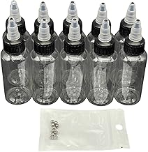 TIGRE BLANC Dropper Bottle, Clear, Graduated, Stirring Ball Included, Dropper Bottle, Diluted, Paint Bottle, Plastic Model, Spare, Set of 10, 1.7 fl oz (50 ml)