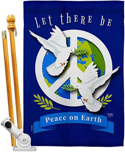 Miniatura 7 de Breeze Decor Bandera decorativa pequeña de la paz de la tierra en la casa, hecha en Estados Unidos, 28.0 x 39.8in