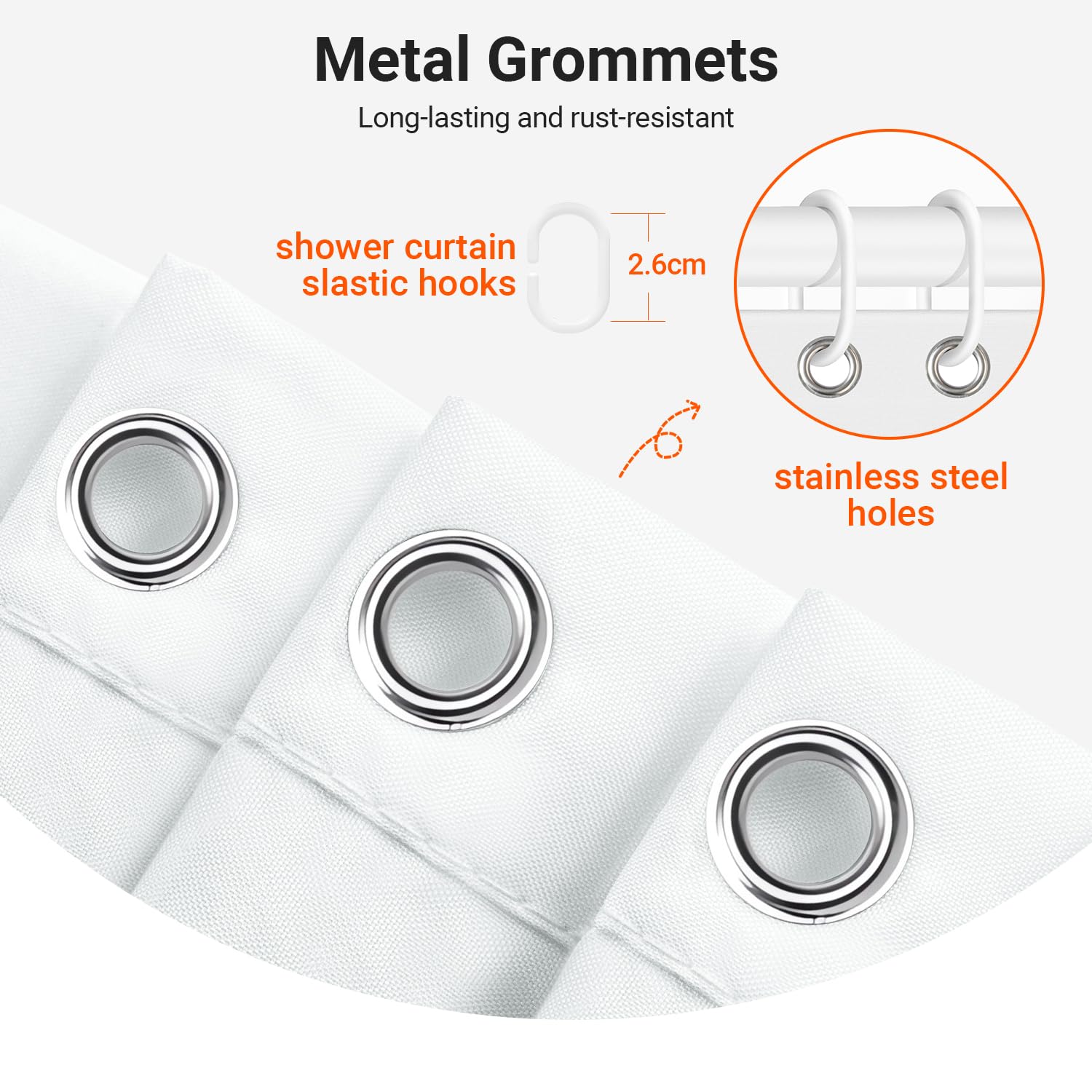 Lerores Shower Curtain, 240 x 200 cm, Flowers and Leaves, Weighted Hem, Anti-Mould, Waterproof Surface, Extra Wide - Image 4