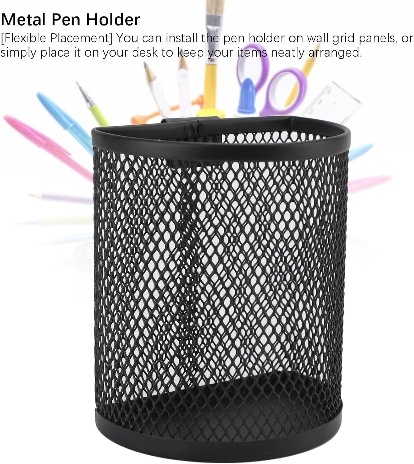 Denash Metal Hook Wall Mounted Pen Pencil Holder,Office Desk Organizer with Hook,Metal Pencil Holder For Paintbrushes Pegboard Classroom Home - Image 7