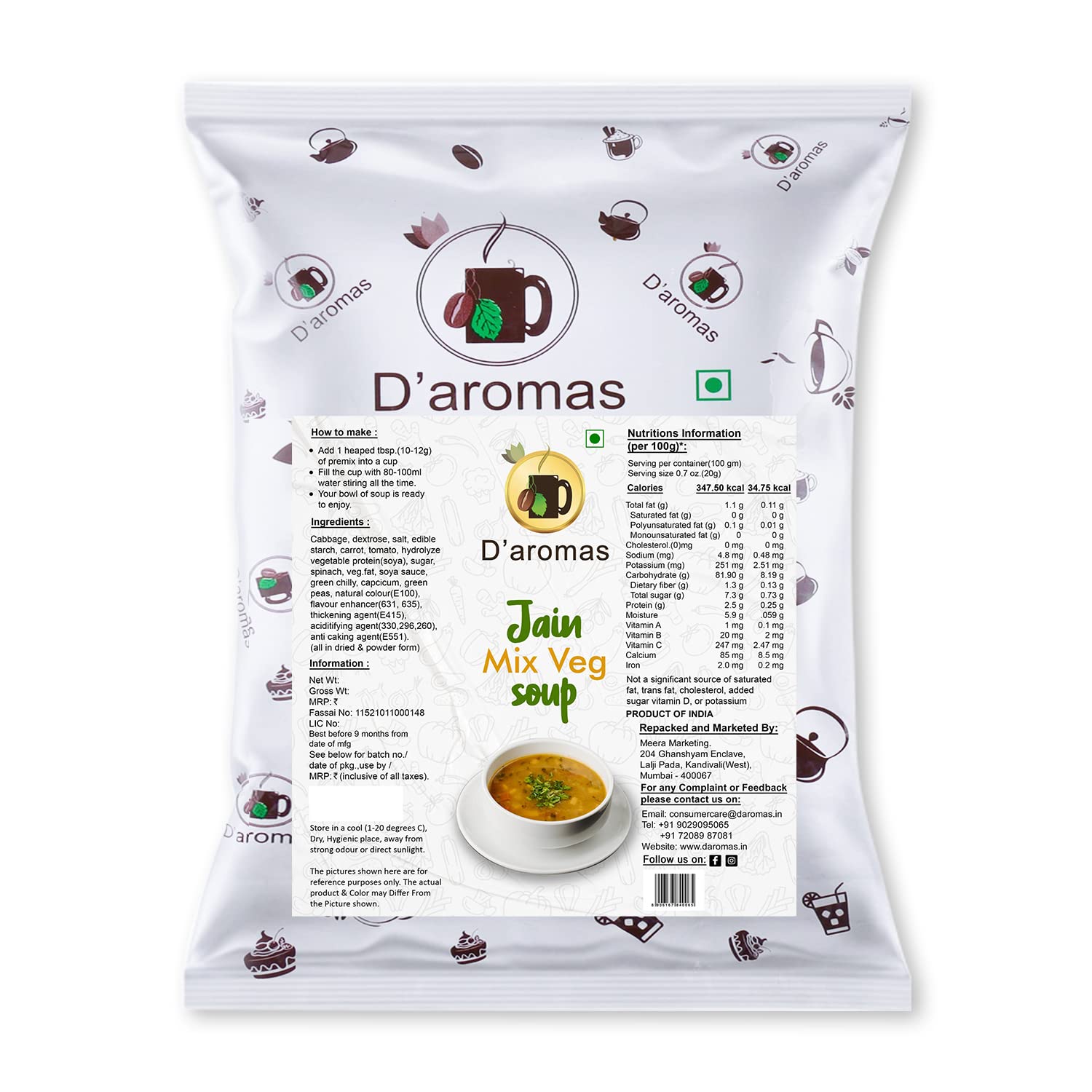 Daromas Jain Mix Veg Soup 1kg, Instant Soup Premix Packet - No Onion No Garlic, Ready To Drink Soup (B0C28BTWY6) Amazon Price History, Amazon Price Tracker