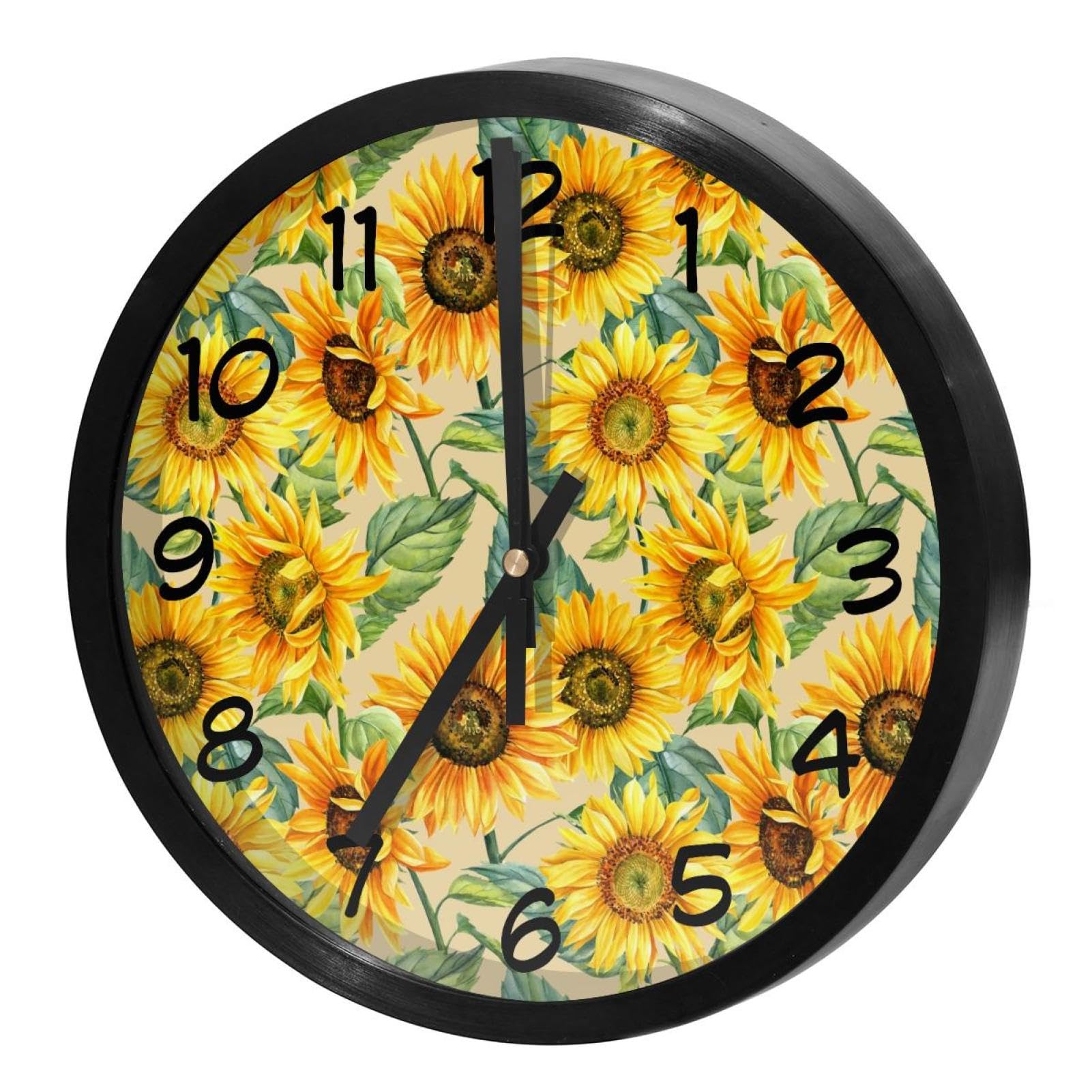 Horloge murale silencieuse sans tic-tac à piles motif floral aquarelle