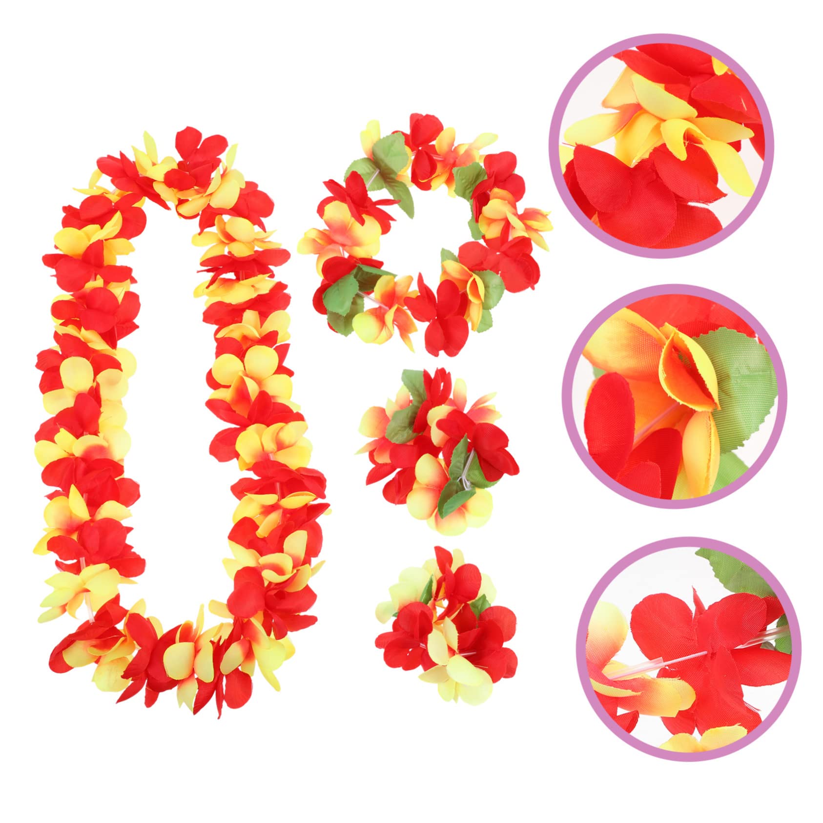 MAGICLULU 5 Juegos Leus Hawaianos Fiesta Luau Decoraciones Traje Hawaiano para Niñas Collar Hawaiano Leis Adornos Vestidos Hawaianos para Niñas Ley Flor Lei Flor Hawaiana Paño