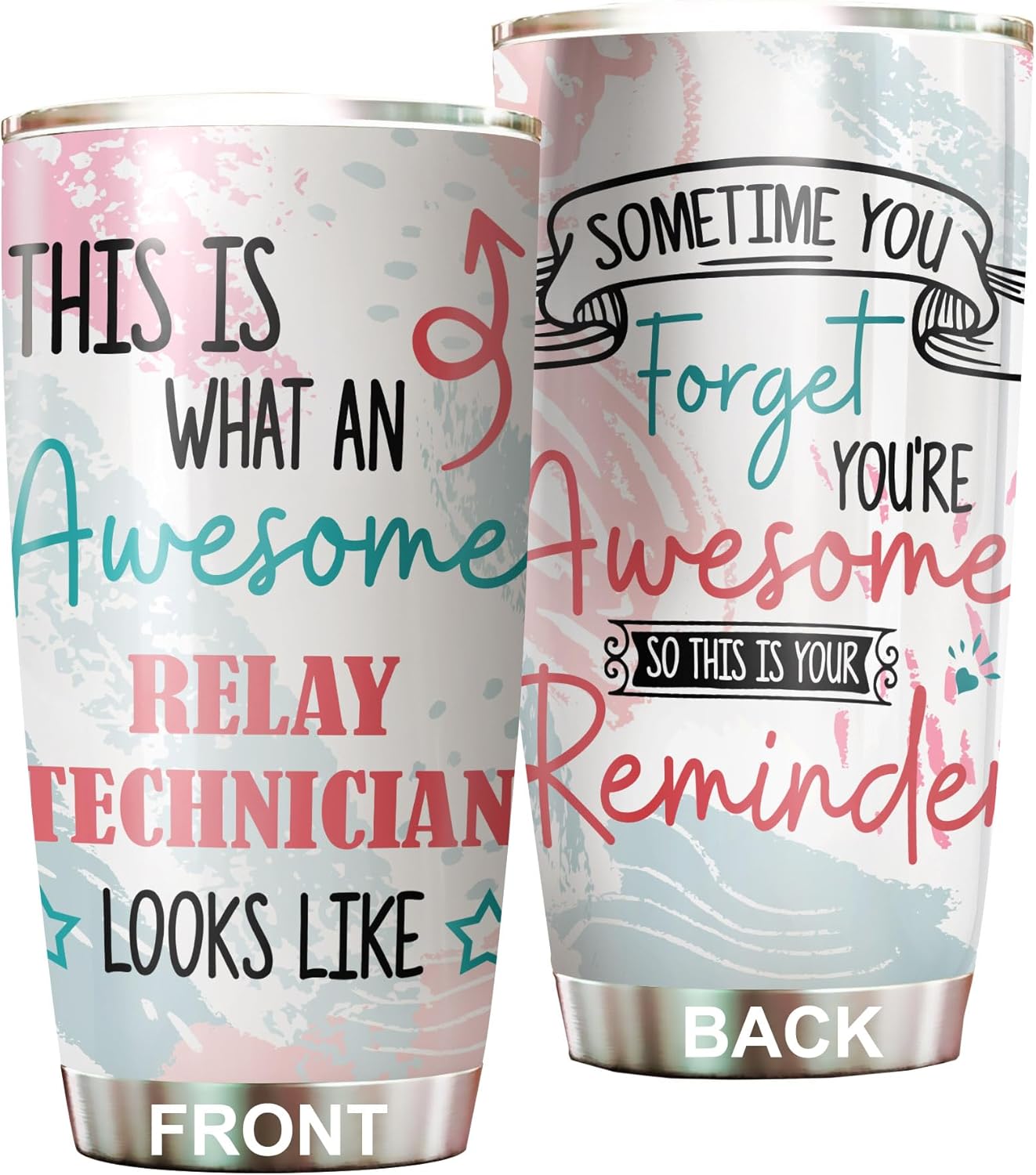 This Is What An Awesome Relay Technician Tumbler Stainless Steel 20oz, Funny Gifts For Office Women Men Work Friend Coworker, Funny Driking Coffee Cup For Birthday Christmas