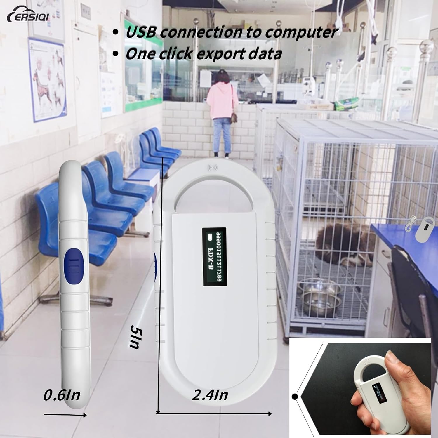 Pet Microchip Scanner Pet Trace Animal chip Reader for Dogs and Cats (Dual Frequency Rechargeable One Click Export of Data to PC) Supports ISO11784/ISO11785,FDXB,ID64 RFID PET160