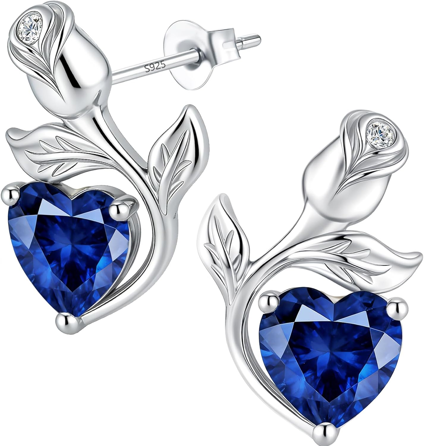 0.8CT Rose Heart Earrings Option of Sapphire Moissanite&More Stud Earrings Lab-Grow...