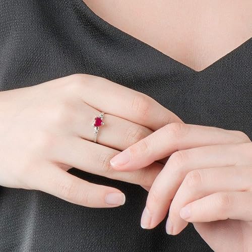 Miniatura 4 de Galaxy Gold GG Anillo de oro macizo de 14 k de 1.03 quilates con diamantes de rubí 4345