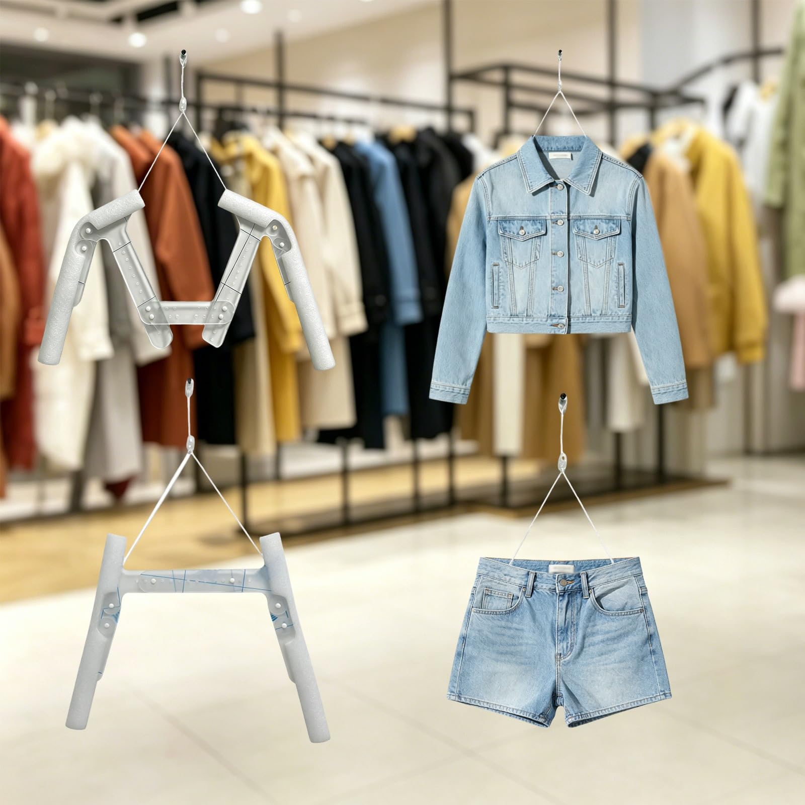 2 Pack Transparent Mannequin Hangers, Convertible Wall Mount Garment Display Insert, Adjustable Mannequins Clothing Display for Retail Boutique Wardrobe