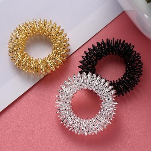 Miniatura 3 de EXCEART 3 anillos sensoriales de acupuntura para aliviar el estrés, Acero inoxidable