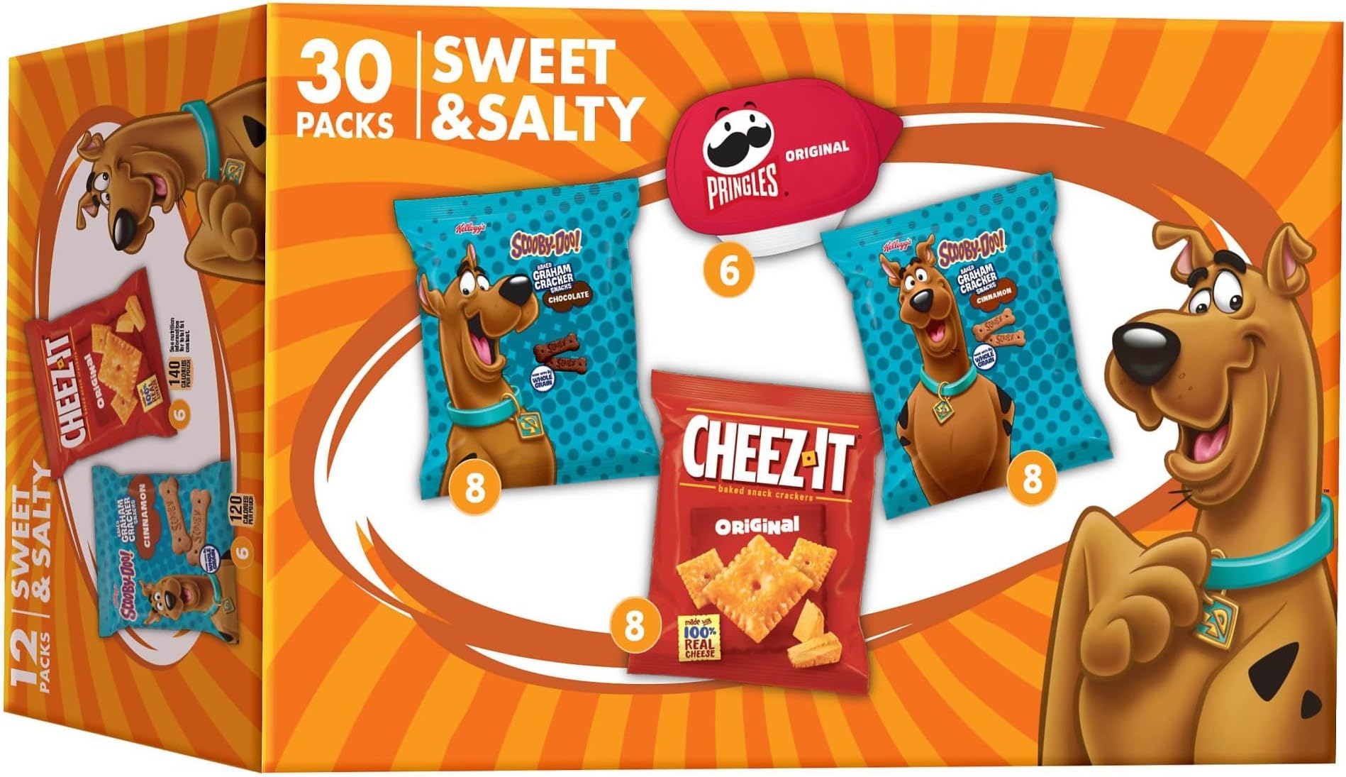 Kellogg's Cheez-It, Pringles & Scooby-Doo Sweet and Salty Snacks Variety Pack, 28oz Box (30 Count)