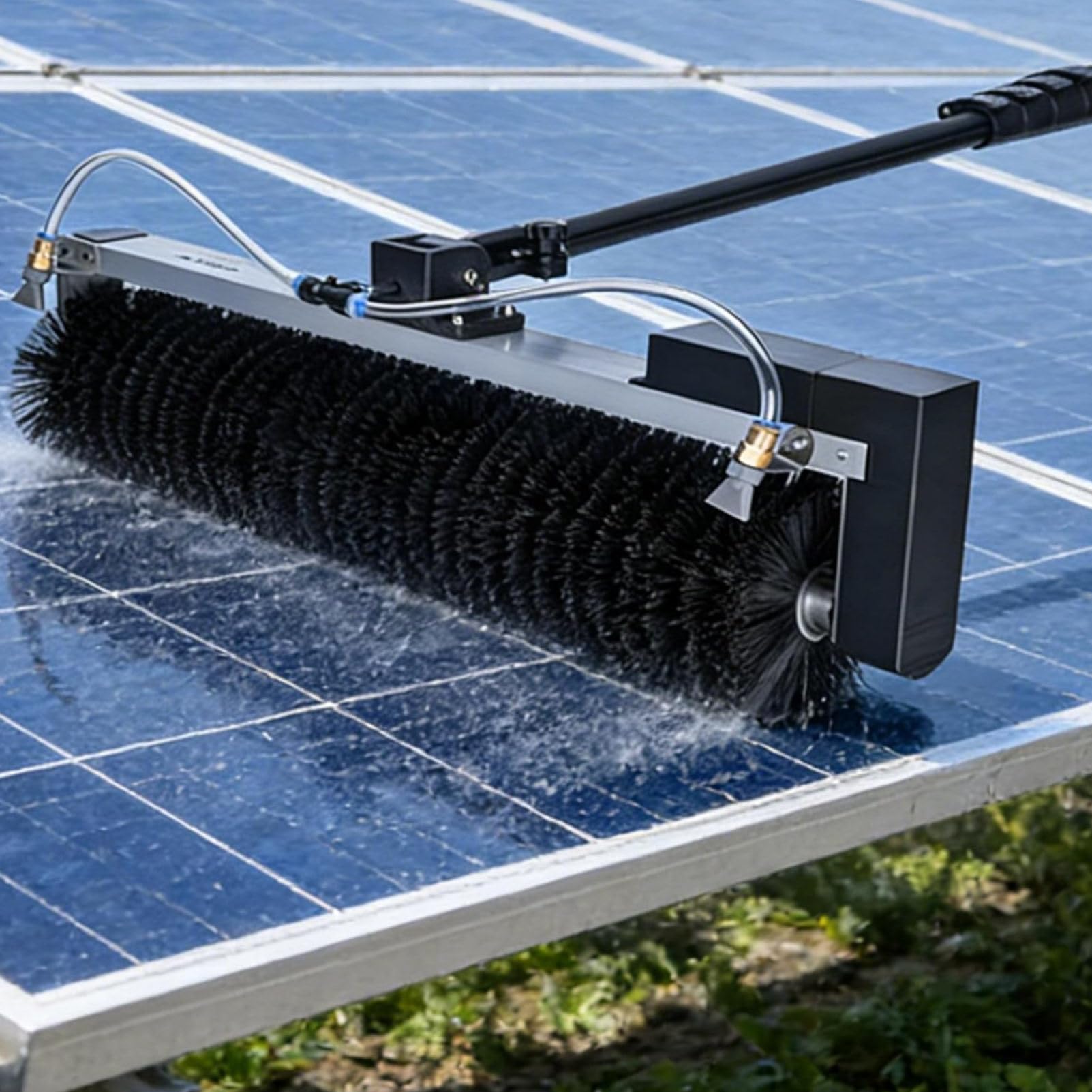 Cashwise Electric Solar Panel Cleaning Kit, Automatic Rotary Cleaning Brush, Solar Panel/Roof Water Window Cleaner Brush, Special Water Brush with Adjustable Extension Rod LithiumBattery-3.5m/11.4ft