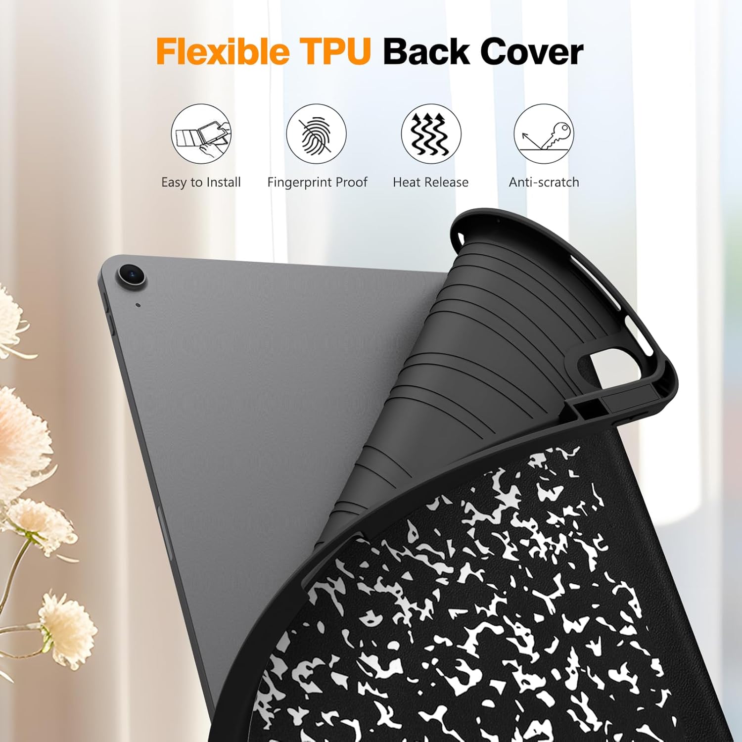 Fintie SlimShell Case for iPad Air 13-inch (M3) 2025, (M2) 2024 - [Built-in Pencil Holder] Soft TPU Protective Stand Back Cover with Auto Wake/Sleep, Composition Book - Image 6