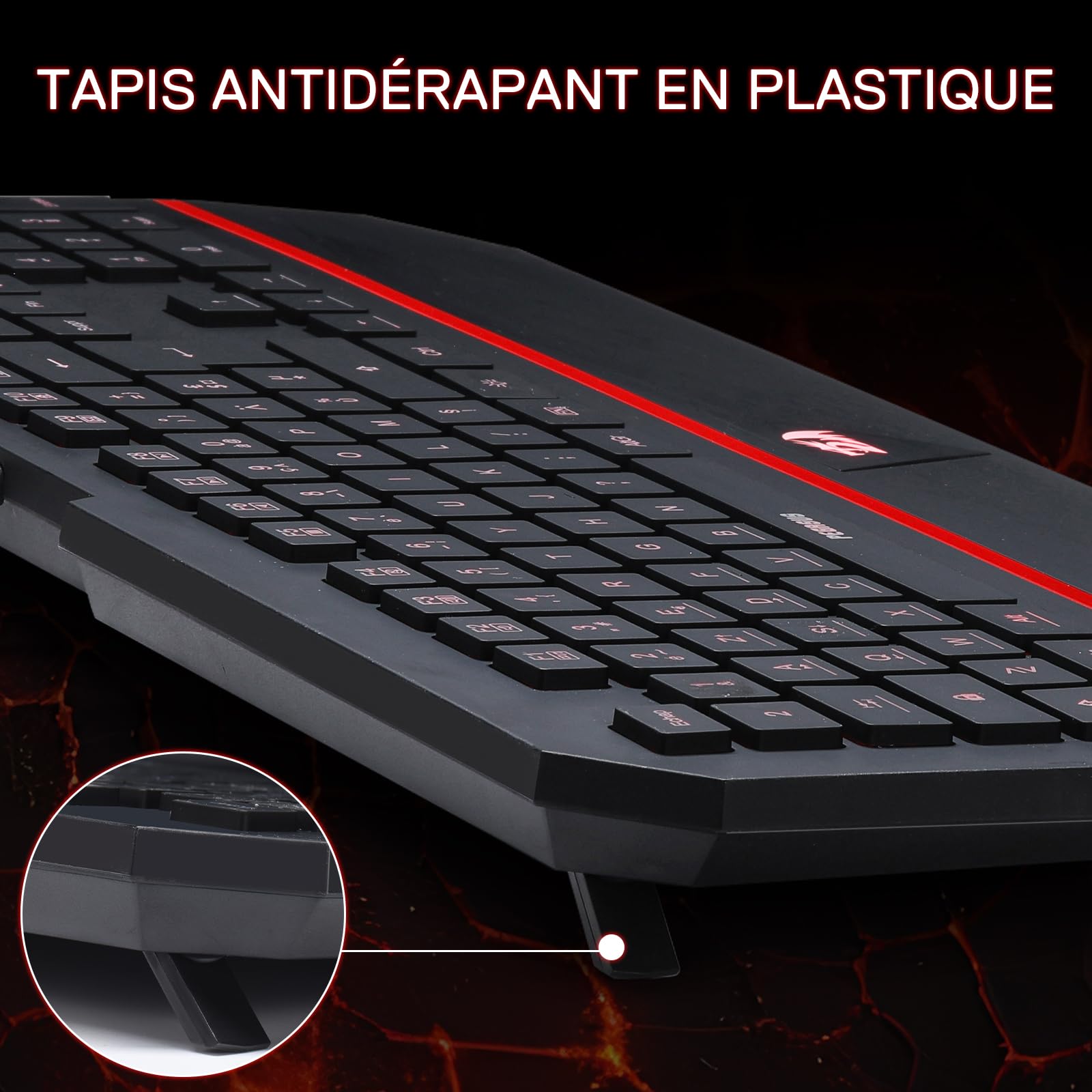 Redragon K502 Clavier Membrane Filaire AZERTY Silencieux