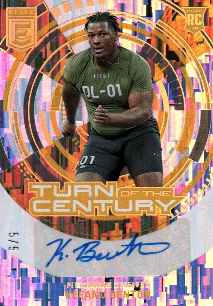 Keeanu Benton Autographed Serial Numbered 5/5 Turn Of The Century Gold Rookie Card Collectible Football Card- 2023 Donruss Elite Football Card #TC-KBE (Steelers)