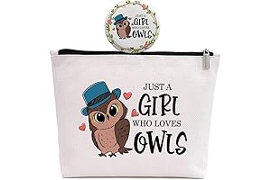 Owl Makeup Bag for Women with Mirror