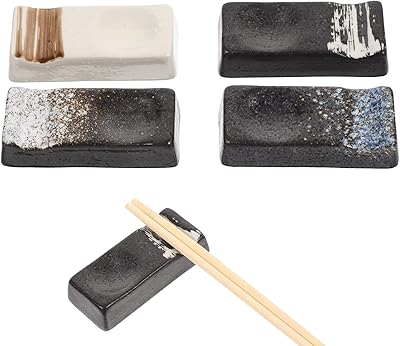 LIFKOME 4pcs Ceramics Chopsticks Rests Hand Painted Japanese Style Chopsticks Holder Spoon Forks Chopsticks Rests Rack Ceramic Chopstick Stand Rest Rack Spoon Fork Knife Holder Set