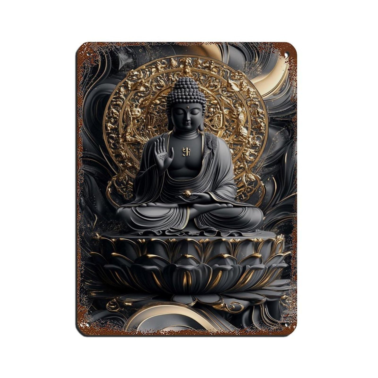 Buddha Art-Buddha Decor-Large Art (3) Tin Sign Vintage Metal Pub Club Cafe Bar Home Wall Art Decoration Poster Retro 12x16inch(30x40cm)