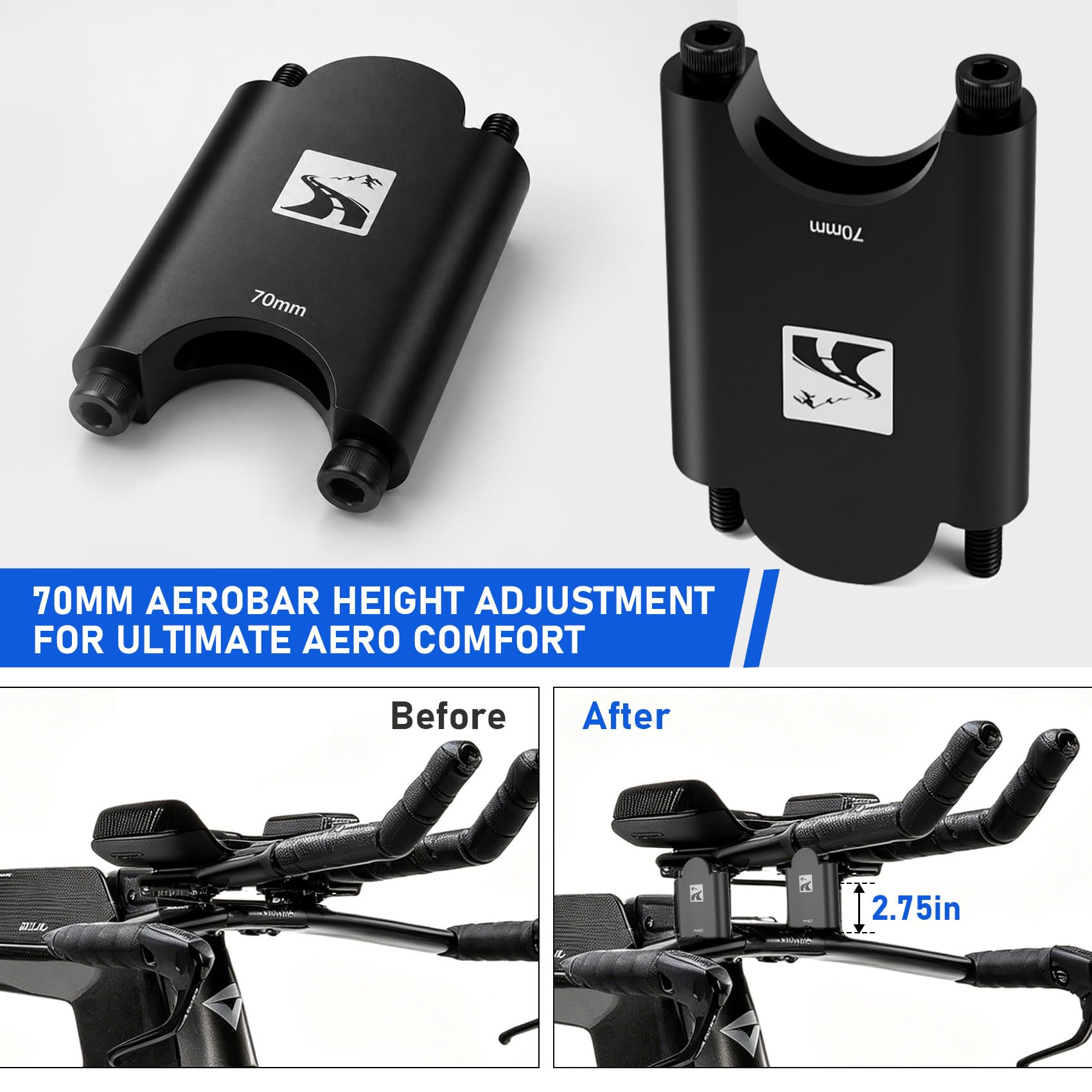Aerobar Bracket Riser Kit für Profildesign, Höhenverstellung für T+ Carbon, T+ Aluminium, ZBS, Sonic Ergo, Supersonic Ergo, J2/J3/J4 & Subsonic Halterungen, 31,8 mm Klemme, inkl. M5 & M6 Schrauben