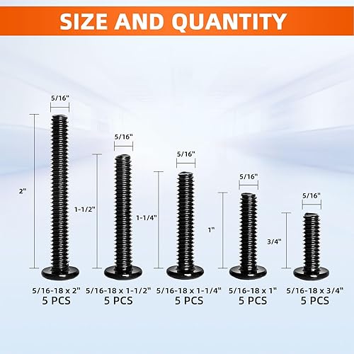 Miniatura 26 de MewuDecor Tornillos de cabeza plana de 5/16-18 x 1-1/2 pulgadas, tornillos de conector avellanados, acero inoxidable 18-8 (304), óxido negro