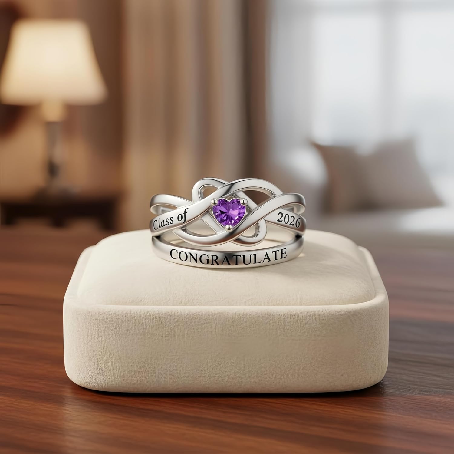 Class Rings for Women High School and College Graduates, 925 Sterling Silver Graduation Ring Personalized, High School Ring for Women 2026, Birthstone Women's Class Rings Customized