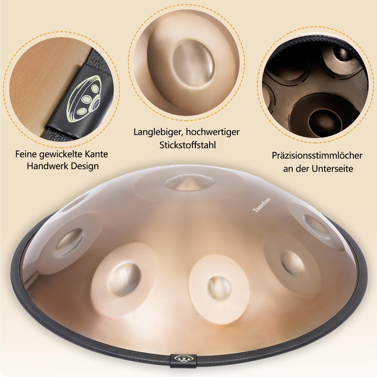 Handpan Drum Instrument 22 Inch (55cm) 10 Tonen, 440Hz D Minor Handpan Muziek, Produceert Meditatieve Geluiden met Hand Pan, A Beginner-Vriendly Handpan Drum Instrument 22 Inch (55cm) 10 Tonen, 440Hz D Minor Handpan Muziek, Produceert Meditatieve Geluiden met Hand Pan, A Beginner-Vriendly